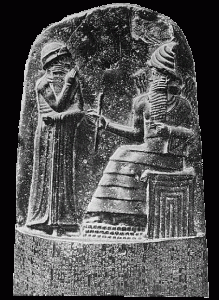 Hammurabi, øverste del av stentavle med han lover